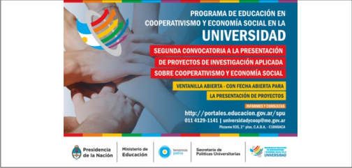 Segunda Convocatoria a la presentación de Proyectos de Investigación Aplicada sobre Cooperativismo y Economía Social